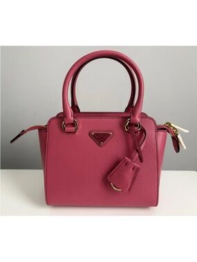 PRADA Borsa A Mano Small Pink Peonia Saffiano Leather Top Handle Purse Crossbody